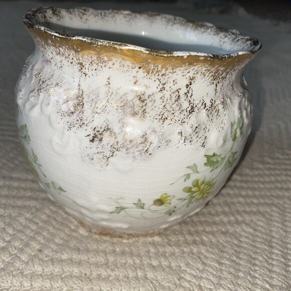 WARWICK Porcelain Pink Floral Ornate PLANTER JARDINIERE Gold Trim Old Antique - Picture 3 of 8